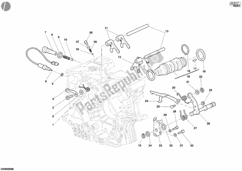 All parts for the Gear Change Mechanism of the Ducati Sport ST4 S USA 996 2005